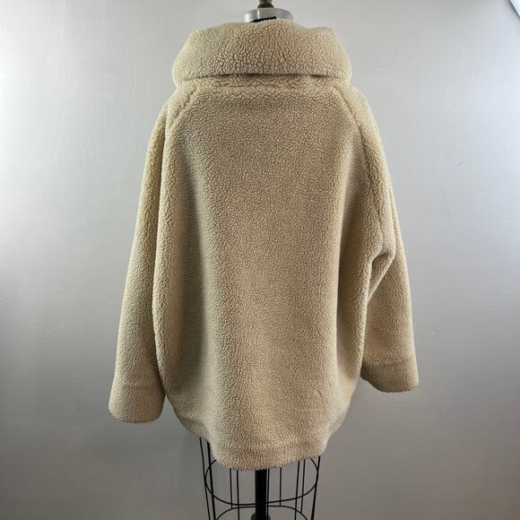 Mes Demoiselles Paris Beige Sherpa Fleece Turtle Neck Raglan Sleeve Pullover 2 - Picture 8 of 12